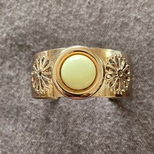Vintage Copper Cuff Bracelet with Cream Stone